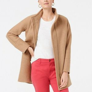 J Crew Beige Standing Collar Zip Up City Coat